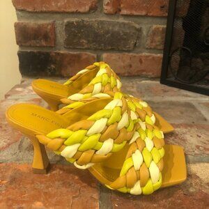 MARC FISHER Toree Puffy Braided Sandals Mules Yellow Size 6.5 M